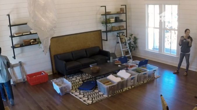 Joanna Gaines with a work in progress on Behind The Design – Courtesy: HGTV